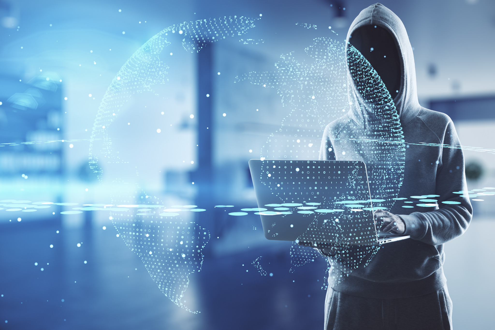 Global cybersecurity and international data protection concept